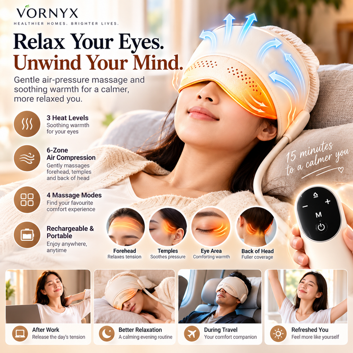 Vornyx HaloRest™ | Heated Head & Eye Massager with Air Compression