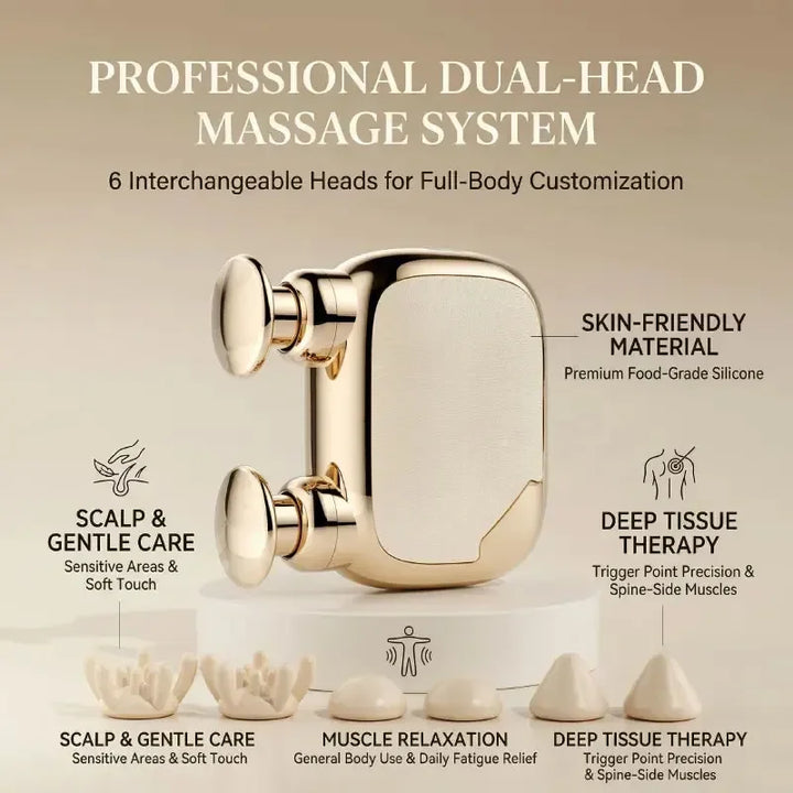 Vornyx DuoPulse™ Gold | Dual-Head Mini Muscle Massager